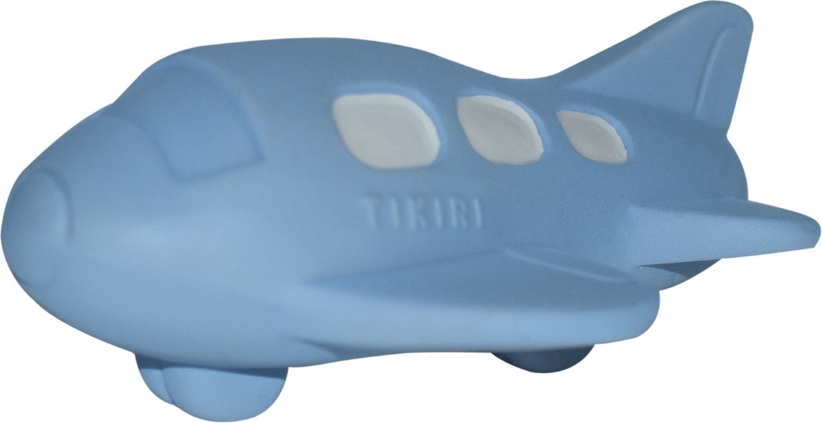 Tikiri: VROOM VROOM FRIENDS / VLIEGTUIG 12,7x8,9x4,5cm, in natuurlijk rubber, met belletje, met hangkaart, 0+