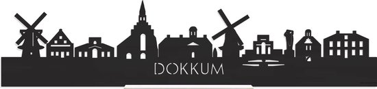 Standing Skyline Dokkum Zwart hout - 40 cm - Woon decoratie om neer te zetten en om op te hangen - Meer steden beschikbaar - Cadeau voor hem - Cadeau voor haar - Jubileum - Verjaardag - Housewarming - Aandenken aan stad - WoodWideCities