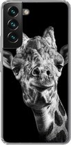 Geschikt voor Samsung Galaxy S22 hoesje - Giraffe - Dier - Zwart - Wit - Siliconen Telefoonhoesje