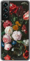 Geschikt voor Samsung Galaxy S22 hoesje - Stilleven met bloemen in een glazen vaas - Schilderij van Jan Davidsz. de Heem - Siliconen Telefoonhoesje