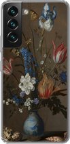 Geschikt voor Samsung Galaxy S22 hoesje - Bloemen in een Wan-Li vaas en schelpen - Schilderij van Balthasar van der Ast - Siliconen Telefoonhoesje