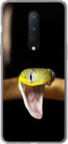 Geschikt voor OnePlus 8 hoesje - Slang - Dier - Zwart - Siliconen Telefoonhoesje