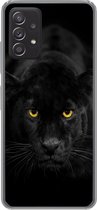 Geschikt voor Samsung Galaxy A53 5G hoesje - Luipaard - Ogen - Zwart - Siliconen Telefoonhoesje