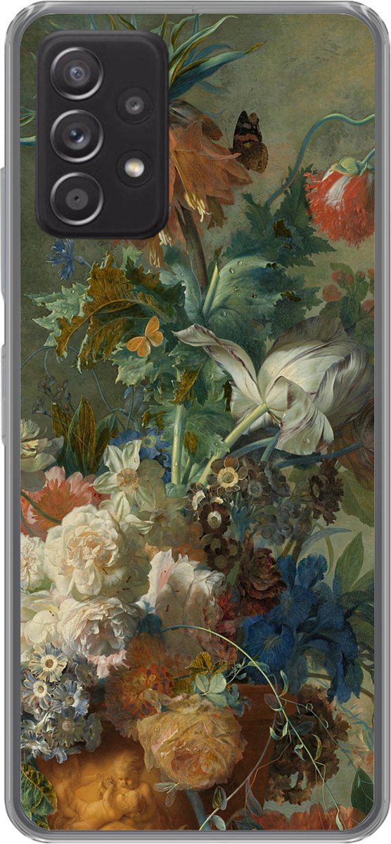 Geschikt voor Samsung galaxy a73 hoesje - Stilleven met bloemen - Schilderij van Jan van Huysum - Siliconen Telefoonhoesje