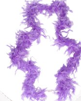 Atosa Carnaval verkleed boa met veren - 2x - paars - 180 cm - 45 gram - Glitter and Glamour - verkleed accessoires