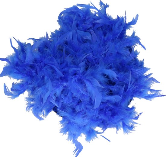 Boa kerstslinger - blauw - 180 cm - veren - kerstboomversiering