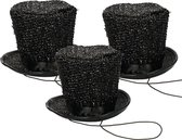 Guirca Carnaval verkleed mini hoedje voor diverse thema's - 5x - zwart - glitters - dames