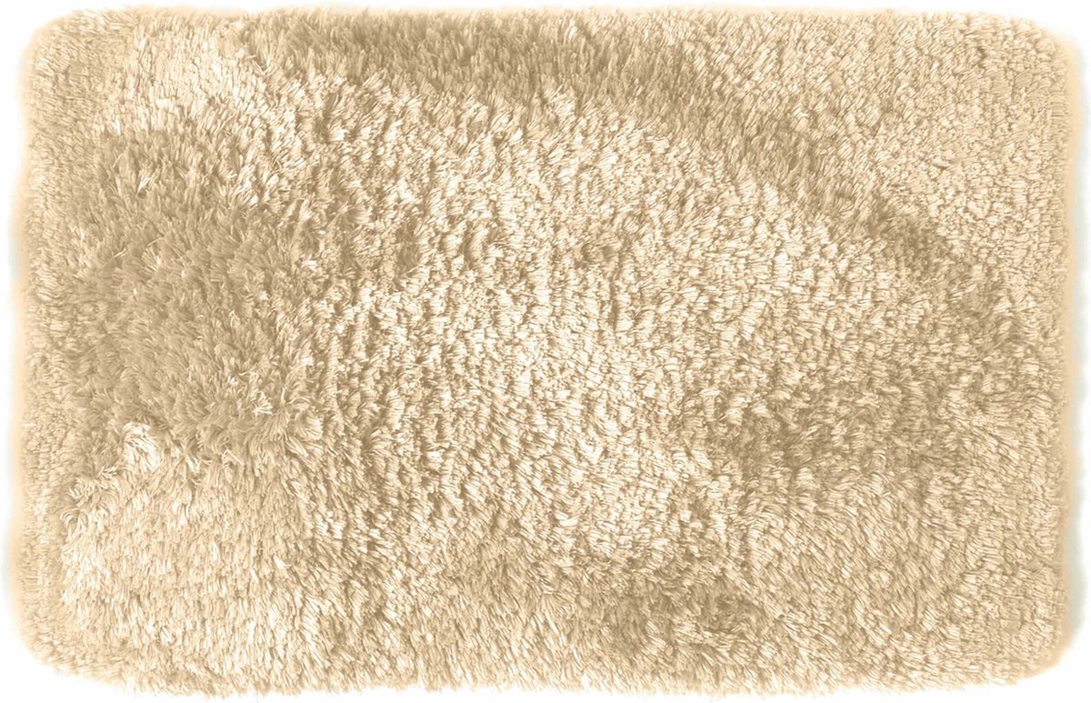 Spirella badkamer vloer kleedje/badmat tapijt - Supersoft - hoogpolig luxe uitvoering - beige - 40 x 60 cm - Microfiber - Anti slip - Sneldrogend