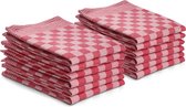Set de torchons - 12 pièces - 50x70 - motif blocs - à carreaux - losanges restauration - rouge