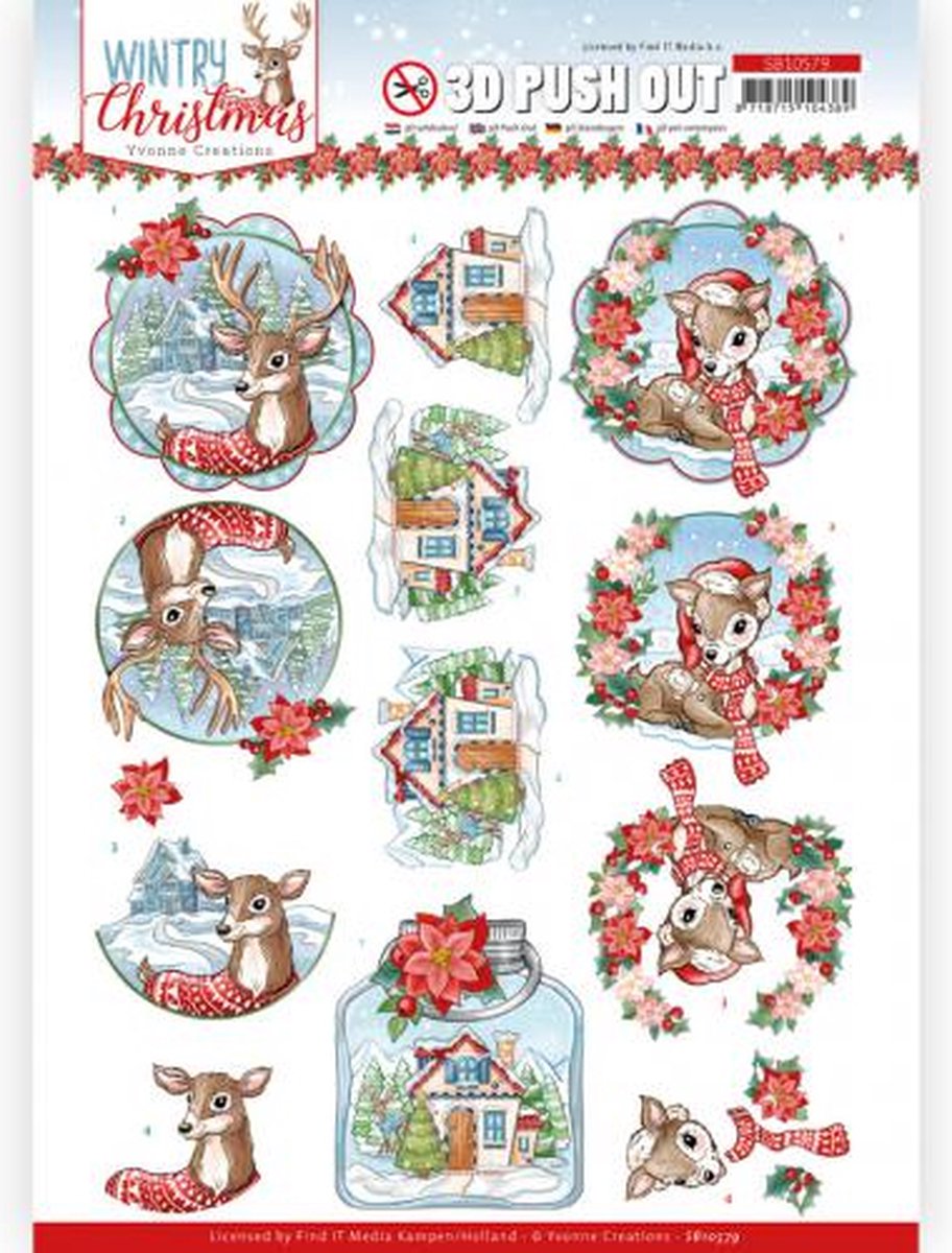 3D Push Out - Yvonne Creations - Wintry Christmas - Christmas Deer