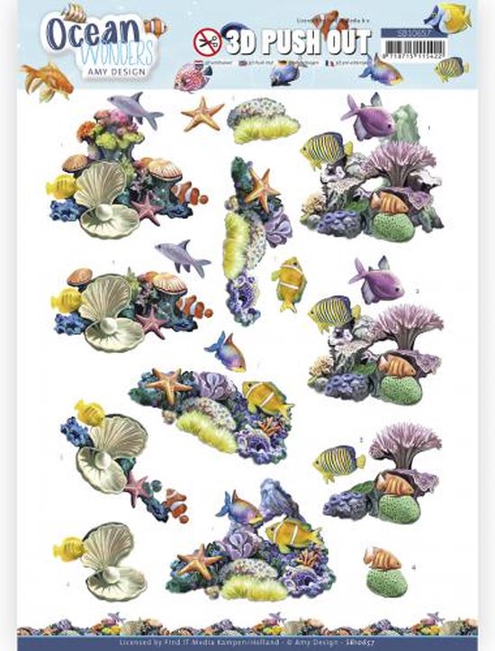 3D Push Out - Amy Design - Ocean Wonders - Coral Reef