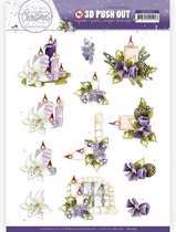 3D Push Out - Precious Marieke - The Best Christmas Ever - Purple Flowers and Candles