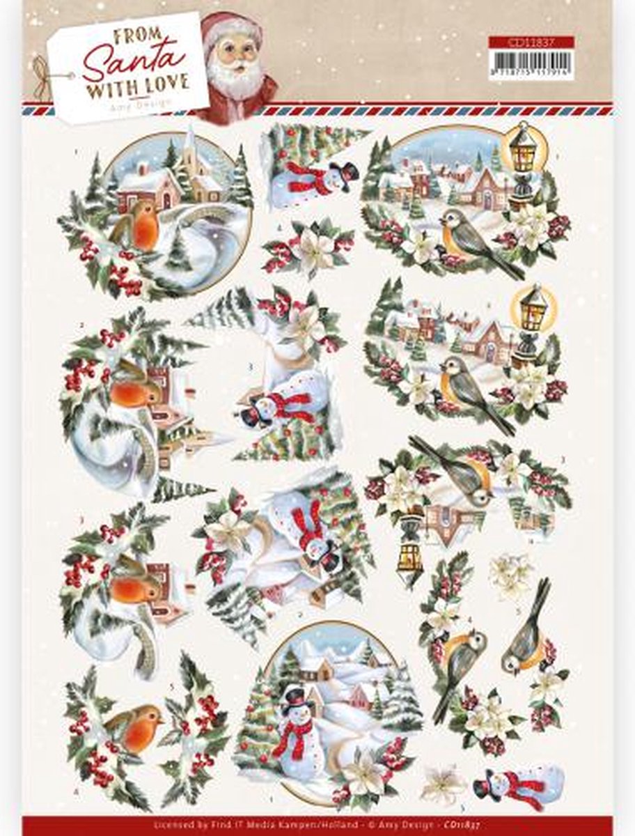 3D Cutting Sheet - Amy Design - From Santa with Love - Snowman 1 stuks