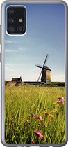 Geschikt voor Samsung Galaxy A52 5G hoesje - Een molen met bloemen - Siliconen Telefoonhoesje