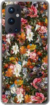 Geschikt voor OnePlus 9 Pro hoesje - Bloemen - Vlinder - Design - Kunst - Abstract - Schilderij - Oude meesters - Siliconen Telefoonhoesje