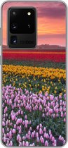 Geschikt voor Samsung Galaxy S20 Ultra hoesje - Paarse tulpen in Nederland - Siliconen Telefoonhoesje