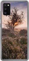 Geschikt voor Samsung Galaxy A41 hoesje - De heide bij zonsopgang - Siliconen Telefoonhoesje