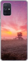 Geschikt voor Samsung Galaxy A51 hoesje - Paarse tinten in Nederlands landschap - Siliconen Telefoonhoesje