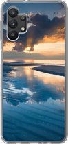 Geschikt voor Samsung Galaxy A32 5G hoesje - Zonsondergang bij de Nederlandse kust - Siliconen Telefoonhoesje