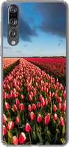 Geschikt voor Huawei P20 Pro hoesje - Kleurrijke tulpen in Nederlands landschap - Siliconen Telefoonhoesje