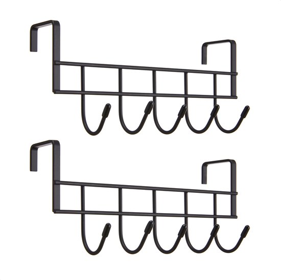 ACAZA - Kapstok - Set van 2 Deurhangers - Kapstokken voor Handdoek en Kleding - Metaal - Zwart