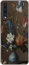 Geschikt voor Samsung Galaxy A50 hoesje - Bloemen in een Wan-Li vaas en schelpen - Schilderij van Balthasar van der Ast - Siliconen Telefoonhoesje
