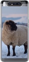 Geschikt voor Samsung Galaxy A80 hoesje - Schapen - Sneeuw - Berg - Siliconen Telefoonhoesje