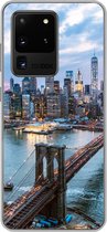 Geschikt voor Samsung Galaxy S20 Ultra hoesje - New York - Brooklyn Bridge - Boot - Siliconen Telefoonhoesje