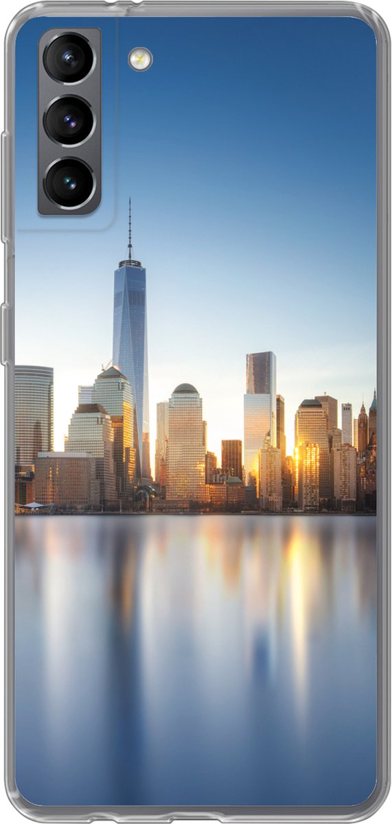 Telefoonhoesje Geschikt voor Samsung Galaxy S21 Plus hoesje - New York - Skyline - Reflectie - Siliconen Telefoonhoesje Telefoonhoesje
