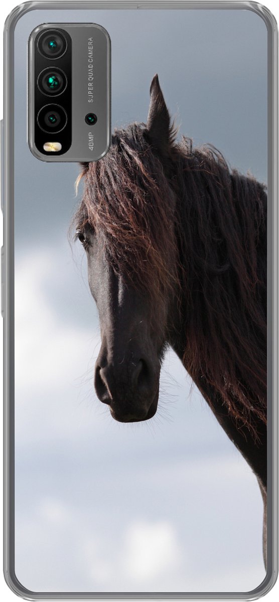 Telefoonhoesje Geschikt voor Xiaomi Geschikt voor Redmi 9T hoesje - Paarden - Lucht - Portret - Siliconen Telefoonhoesje Telefoonhoesje