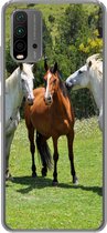 Geschikt voor Xiaomi Redmi 9T hoesje - Paarden - Boom - Schaduw - Siliconen Telefoonhoesje