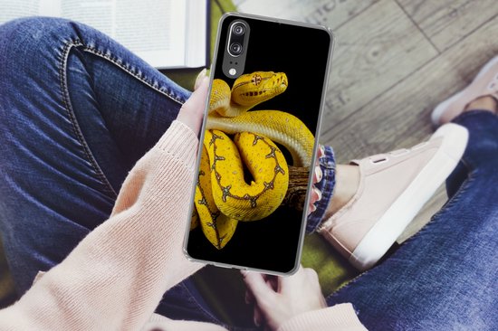 Coque Huawei P20 - Serpent - Branche - Jaune - Coque de téléphone en Siliconen