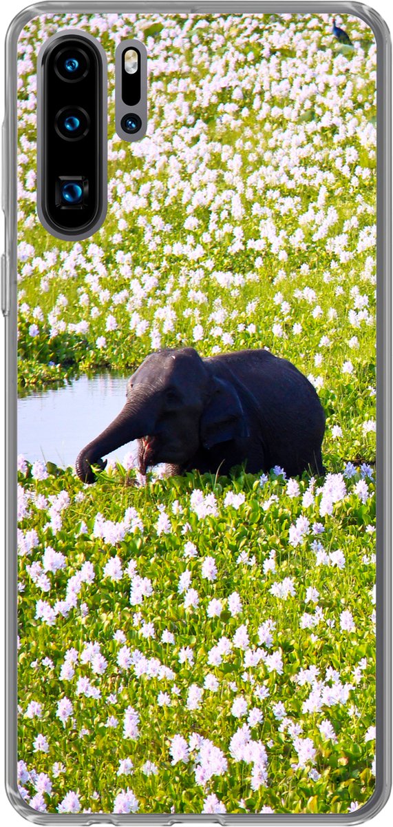 Telefoonhoesje Geschikt voor Huawei P30 Pro hoesje - Olifant - Water - Planten - Groen - Natuur - Dieren - Siliconen Telefoonhoesje Telefoonhoesje