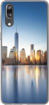Geschikt voor Huawei P20 hoesje - New York - Skyline - Reflectie - Siliconen Telefoonhoesje