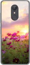 Geschikt voor Xiaomi Redmi 5 hoesje - Zonsondergang - Bloemen - Roze - Natuur - Groen - Siliconen Telefoonhoesje