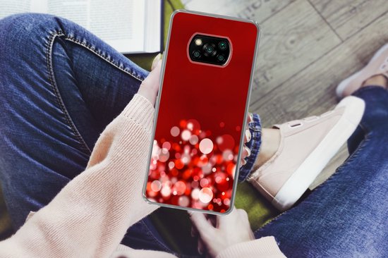 Xiaomi Poco X3 Pro - Paillettes rouges avec arrière-plan flou - Coque de téléphone en Siliconen