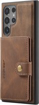 Coque CaseMe JH-01 adaptée au Samsung Galaxy S24 Ultra | Couverture arrière avec porte-carte magnétique | Housse de protection Porte-carte Dos | 4 cartes et factures | Marron
