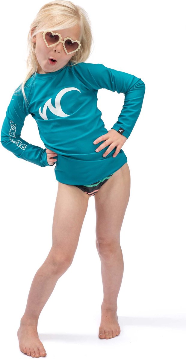 Watrflag Rashguard Malaga Kids - Petrol - UV beschermend surf shirt lange mouw 116