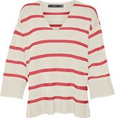 Vero Moda Trui Vmsaba 3/4 V-nck Stripe Pullover Ga 10300314 Birch/cayenne Dames Maat - S