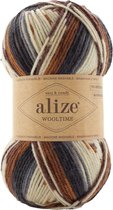 Sokkenwol Alize Wooltime - Easy & Comfy - Superwash - Zwart/Bruin/Grijs
