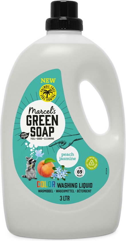 Marcel's Green Soap Vloeibaar Wasmiddel Perzik & Jasmijn 69 Wasbeurten - 4 x 3 liter - Voordeelverpakking