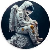 PVC Schuimplaat Muurcirkel - Astronaut - Ruimte - Steen - Planeet - 60x60 cm Foto op Muurcirkel (met ophangsysteem)