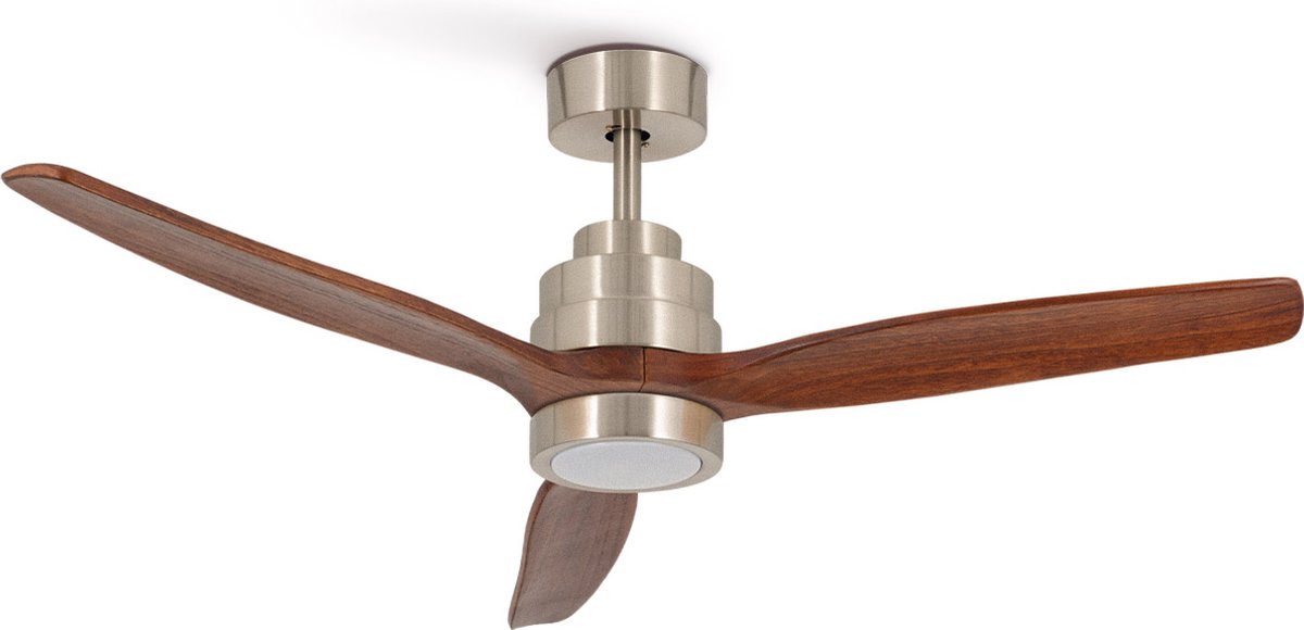 CREATE - Stille plafondventilator 100% hout 40W (Ø132 cm) - Met Verlichting LED - Met Wandregelaar + Afstandsbediening - Programmeerbaar - WIND STYLANCE NATURAL WOOD – foto 3