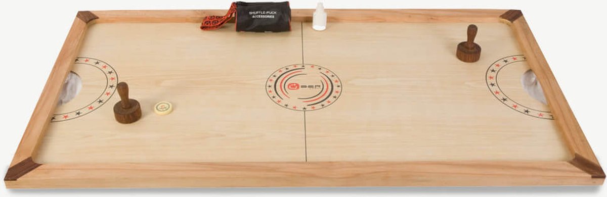 Ubergames - Tafel Hockey - ECO Mangohout - Schuifhockey- Made in India - met Poeder en Schijven - Compleet