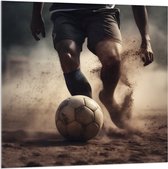 Acrylglas - Bal - Voetballen - Tenue - Zand - Sport - 100x100 cm Foto op Acrylglas (Met Ophangsysteem)