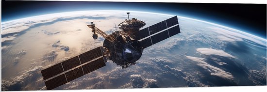 Acrylglas - Aarde - Planeet - Heelal - Ruimteschip - 150x50 cm Foto op Acrylglas (Wanddecoratie op Acrylaat)