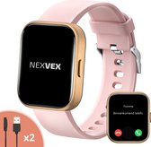 Nexvex® Elite Smartwatch voor Dames - Sporthorloge met Hartslagmeter - Bloeddrukmeter - Stappenteller - Sport Horloge met Belfunctie - Smart Watch Saturatiemeter - Zaklamp - Yoga - Bluetooth Activity Tracker - Android/iOS - 2.0 Inch - Rosé