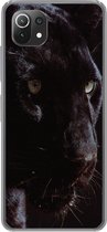 Geschikt voor Xiaomi Mi 11 Lite hoesje - Panter - Dier - Zwart - Siliconen Telefoonhoesje