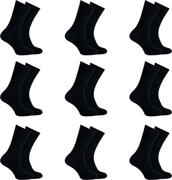 Teckel basic | Zwarte dames sokken | Maat 36-42 | 9 paar