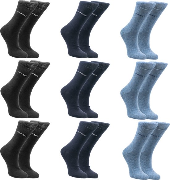 Naft Comfort sokken | Blauwe dames sokken | 9 paar | Maat: 35-38